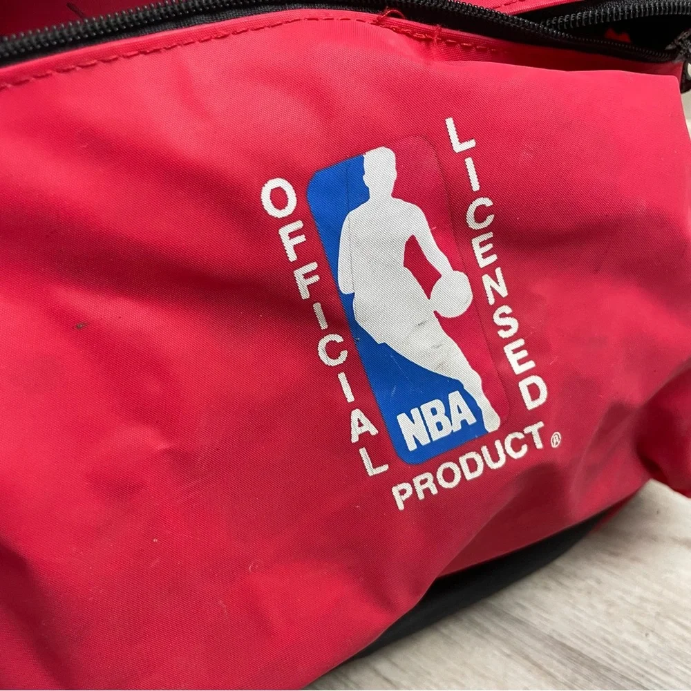 Vintage 90's Chicago Bulls Duffle Bag NBA Red Black 20” x 10”
